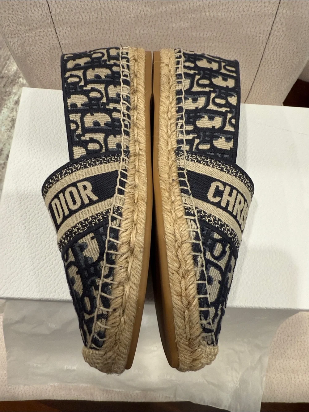 Christian Dior  Granville Deep Blue & Beige Monogram Espadrilles - Picture 5 of 13